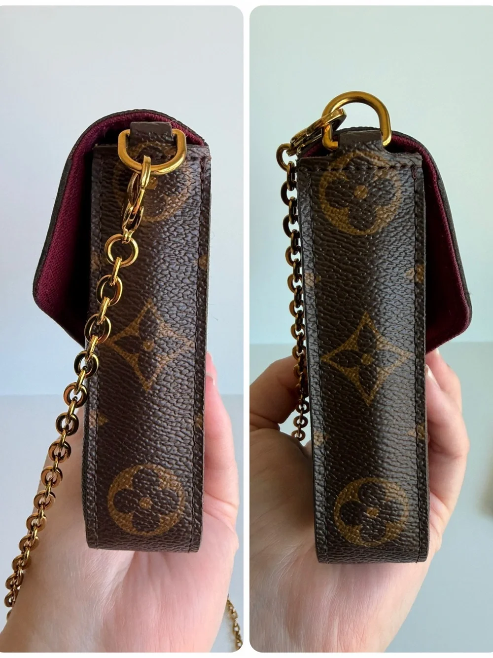 Authentic Louis Vuitton Felicie Pochette Monogram & Fuchsia Crossbody & Inserts